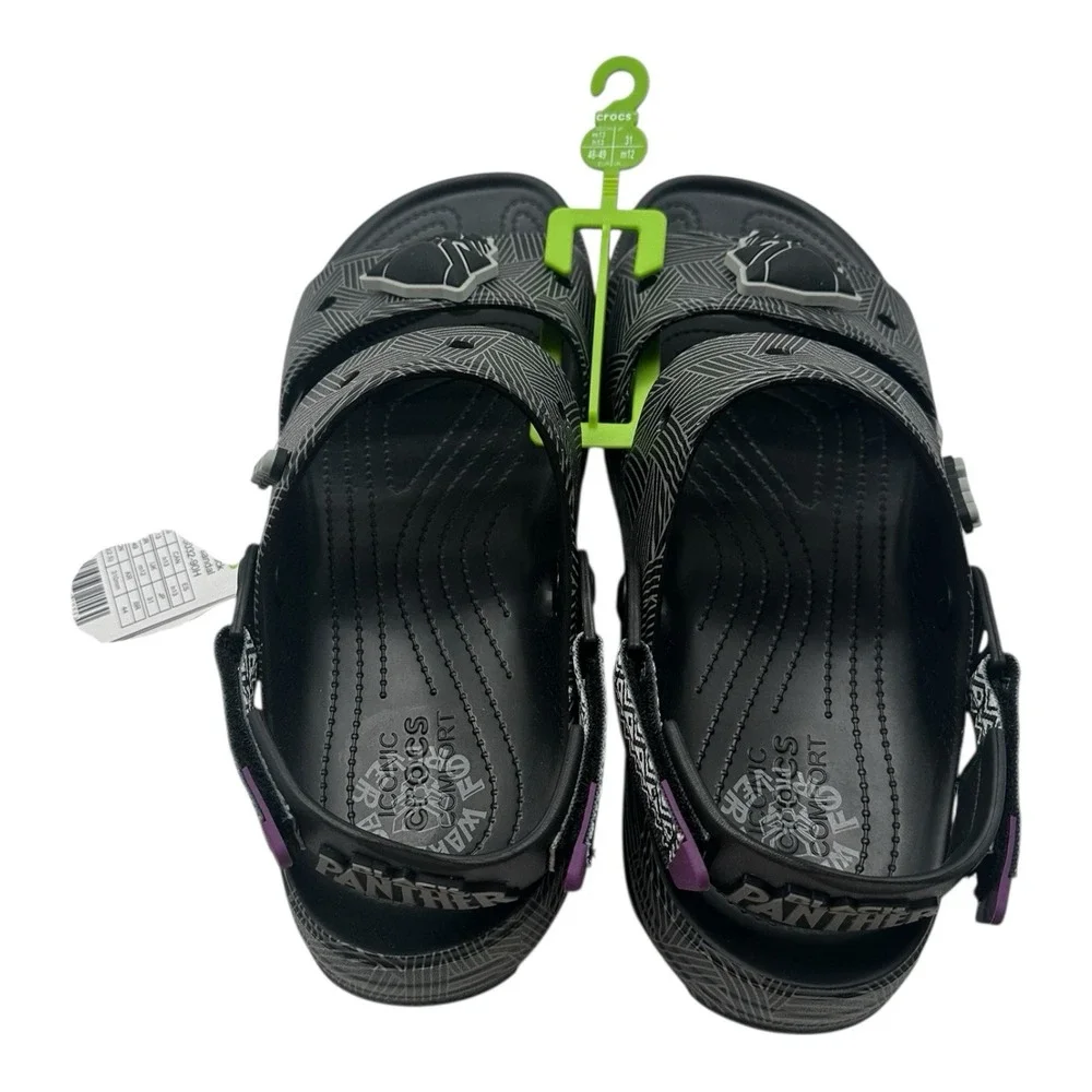 Crocs Classic All-Terrain Black Panther Sandals Mens Sz 13 Marvel Wakanda Slides